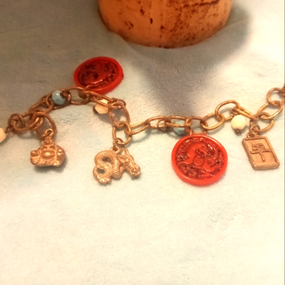 Chinese dragon and Buddha bracelet
